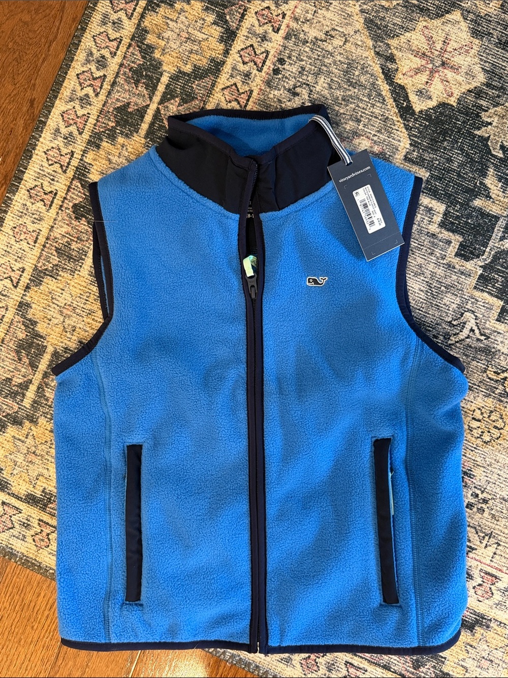 NWT 
Boys Vineyard Vines Boys' Bright Blue Fleece Vest with Navy Trim